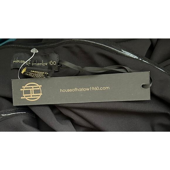 NWT HOUSE OF HARLOW 1960 Strapless Twist Front Jersey Black Midi Dress Size M - Picture 9 of 9